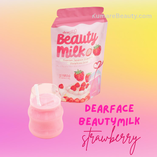 Dear Face Beauty Milk Japanese Collagen STRAWBERRY Drink, 10 Sachets X 18g