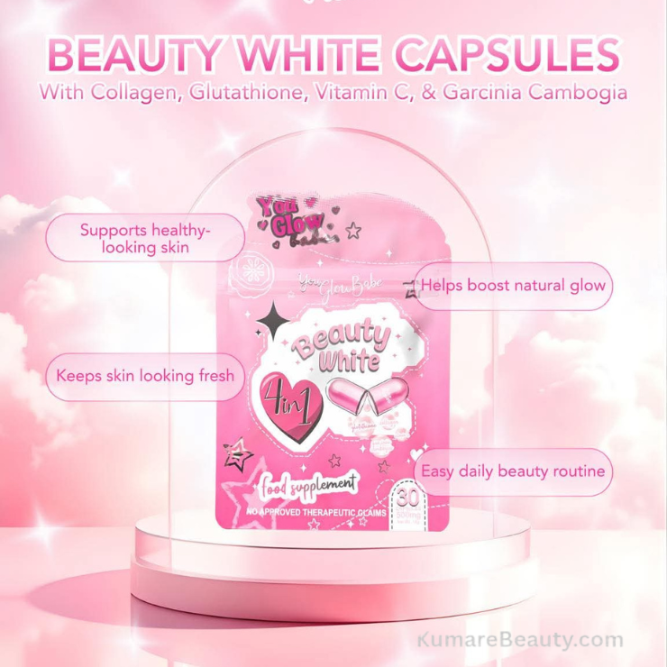 You Glow Babe BEAUTY WHITE Glutathione Collagen Slimming Capsules (x2 Pouches)