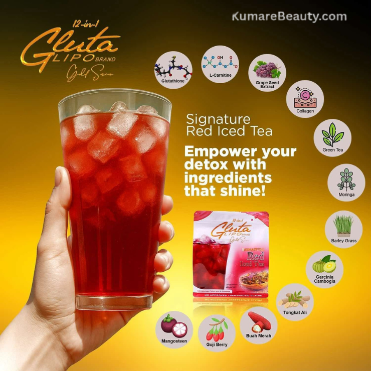 GlutaLipo Gold Series RED ICED TEA, 10 Sachets (1 POUCH)