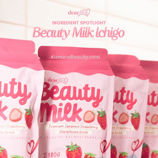 Dear Face Beauty Milk Japanese Collagen STRAWBERRY Drink, 10 Sachets X 18g