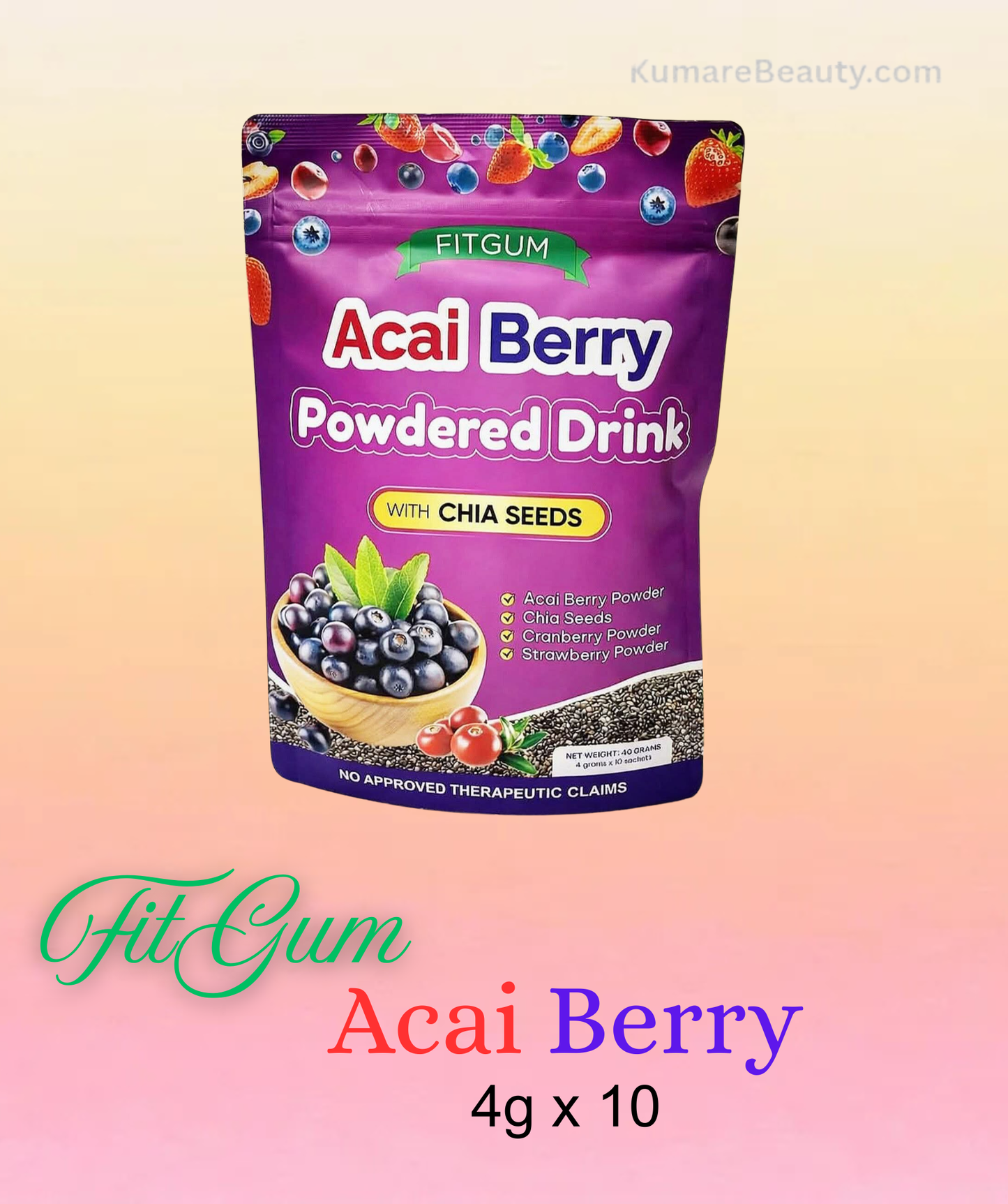 Acai Berry Powdered Drink with CHIA SEEDS 4g x 10 sachets